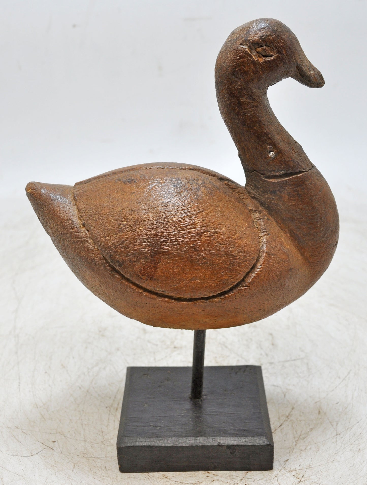 Vintage Wooden Duck Figurine Original Old Hand Carved Painted
