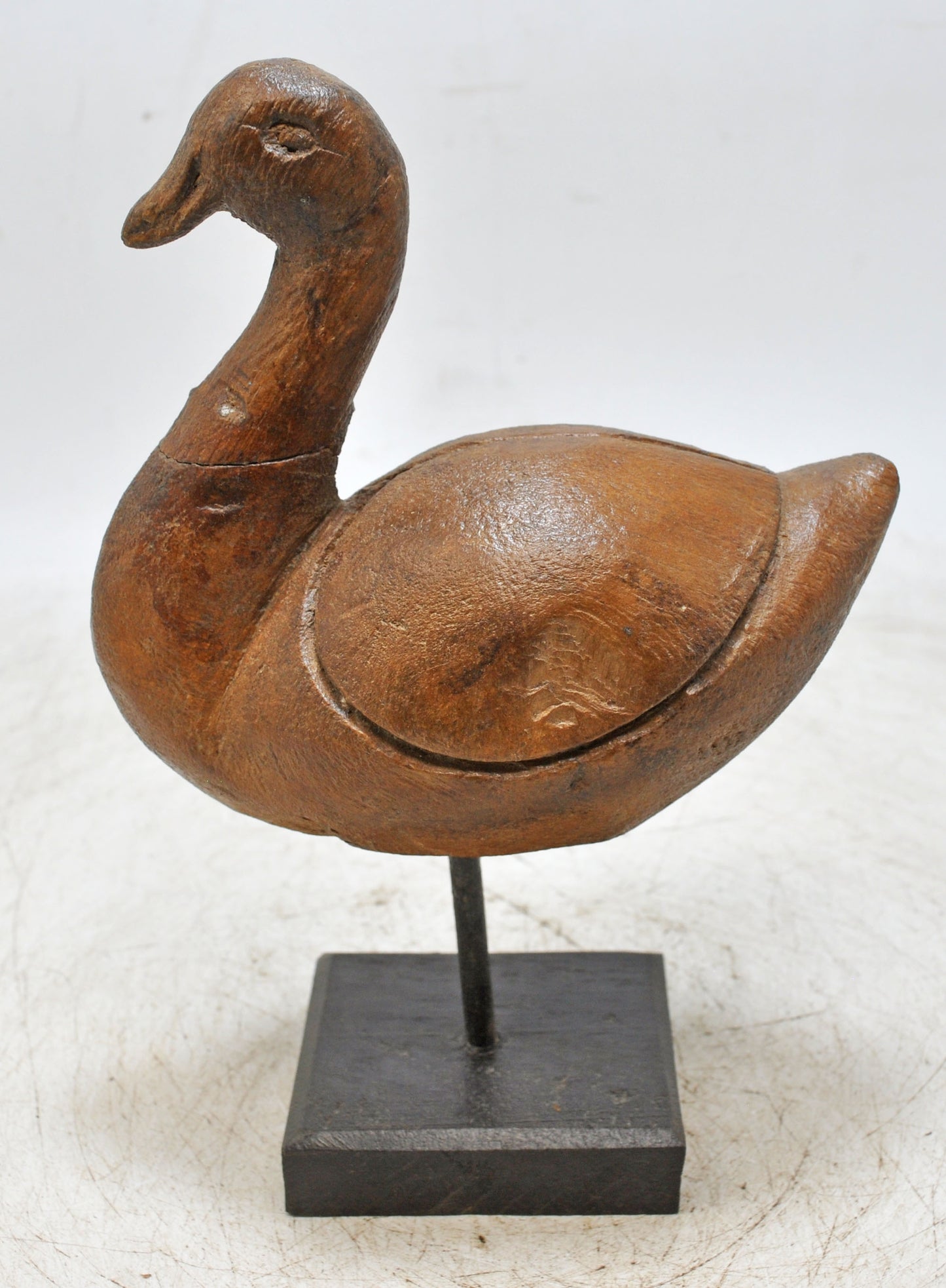 Vintage Wooden Duck Figurine Original Old Hand Carved Painted