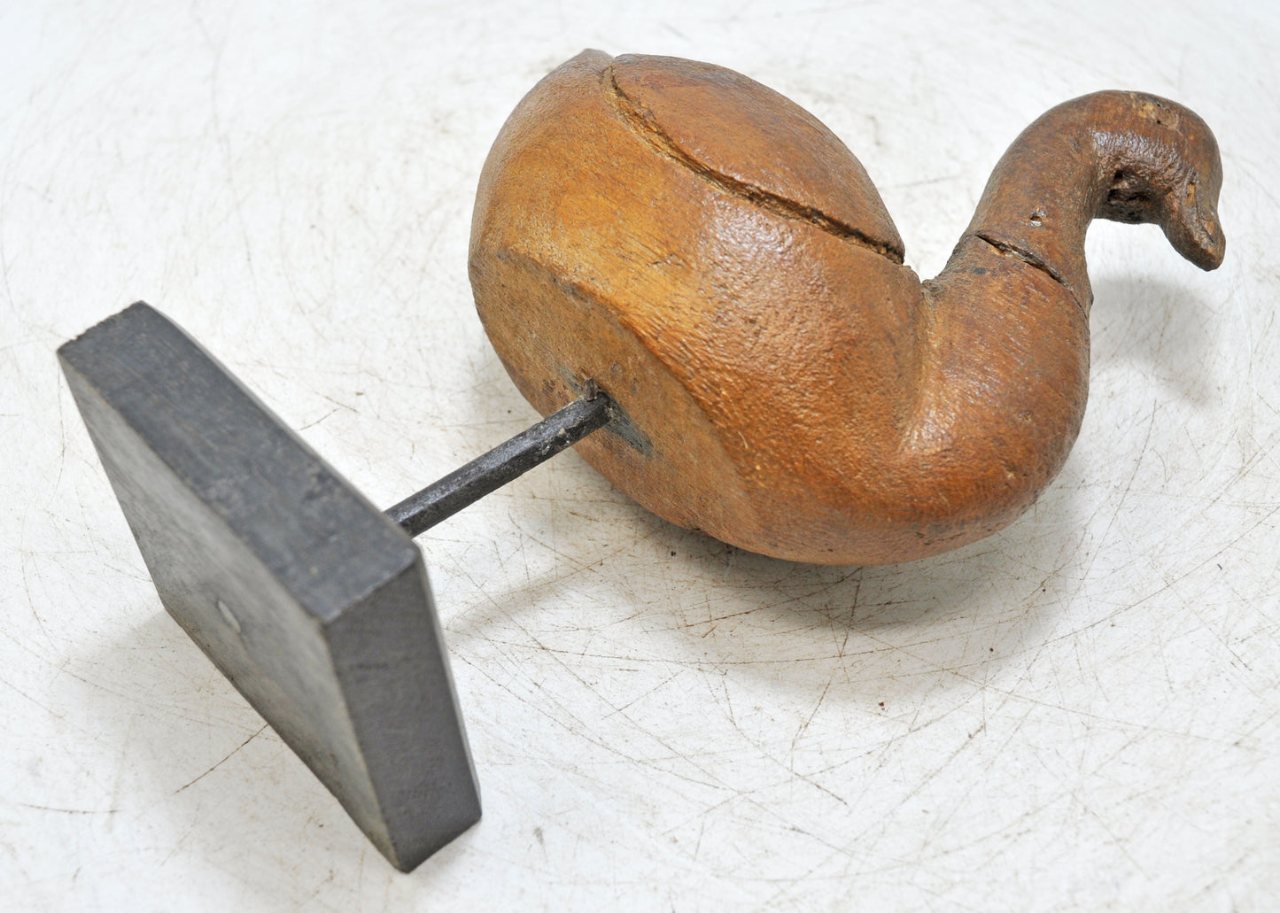 Vintage Wooden Duck Figurine Original Old Hand Carved Painted