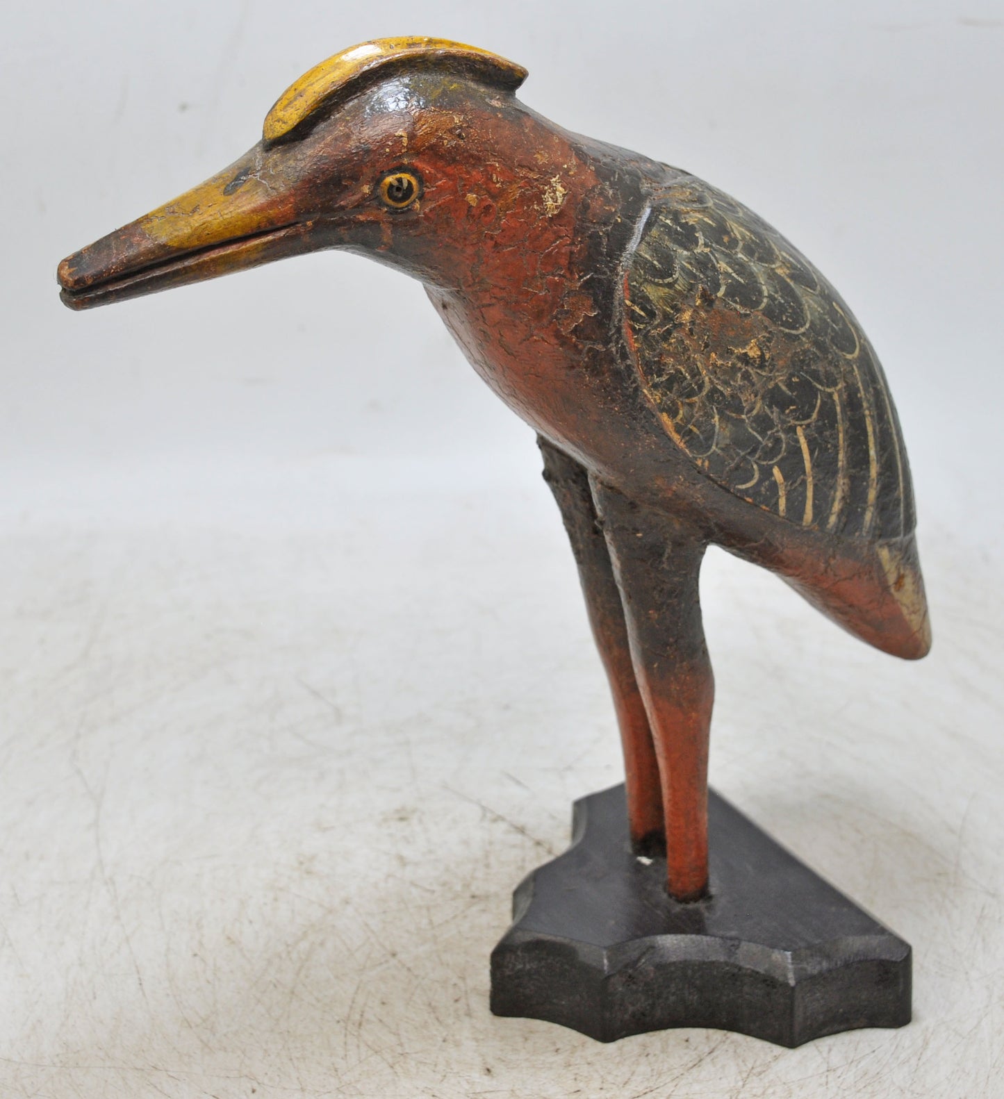 Vintage Wooden Bird Figurine Original Old Hand Carved
