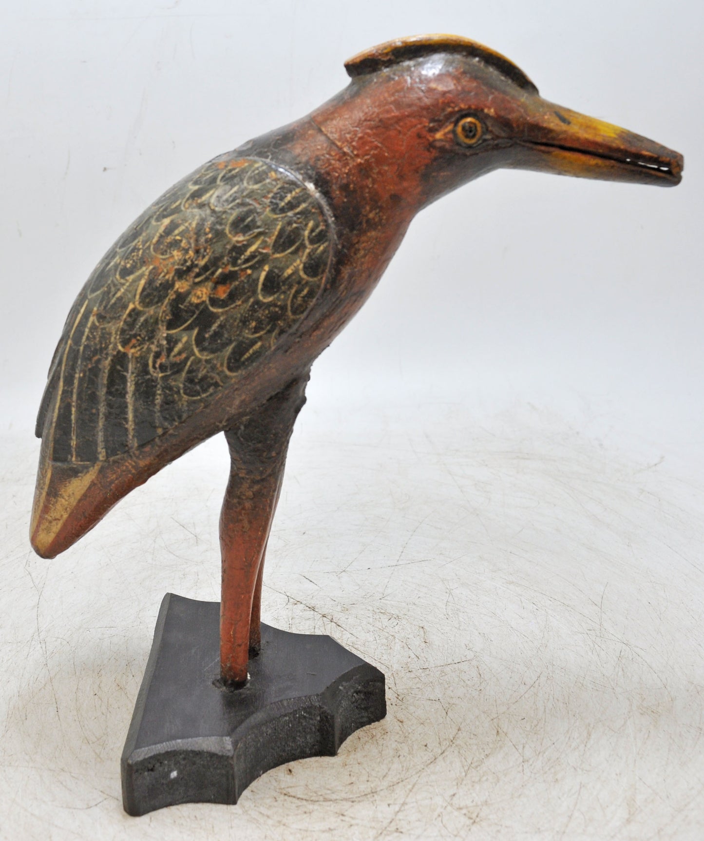 Vintage Wooden Bird Figurine Original Old Hand Carved