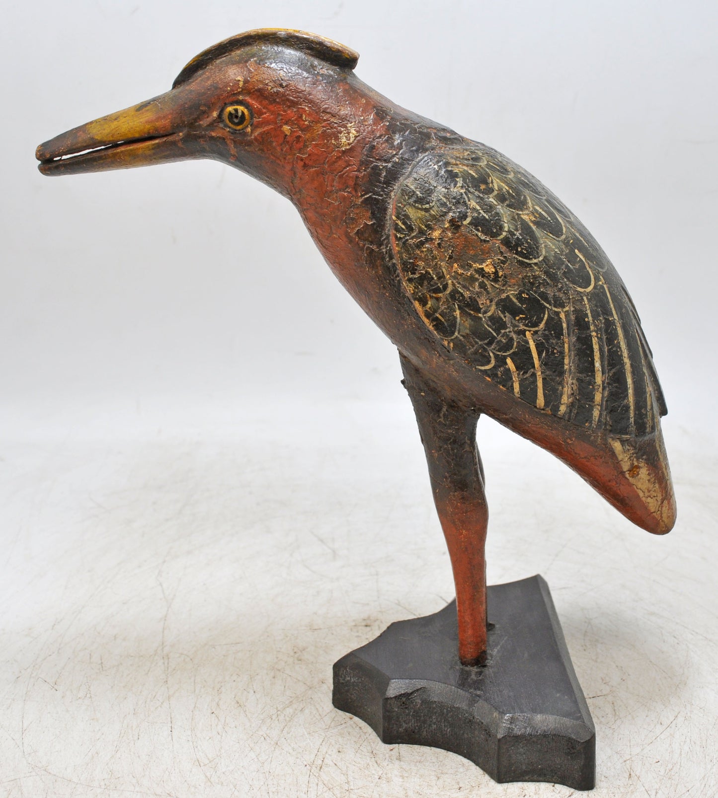 Vintage Wooden Bird Figurine Original Old Hand Carved