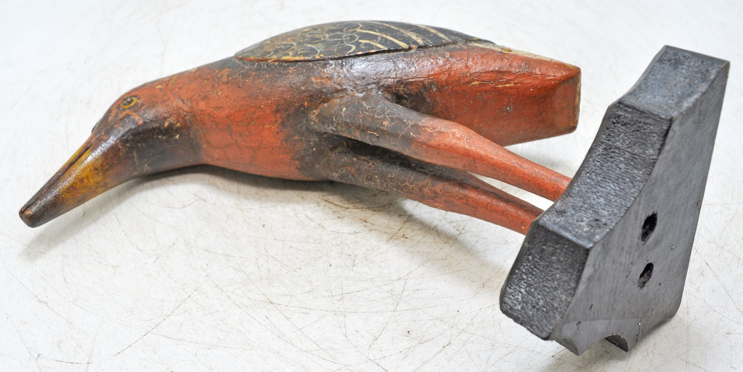 Vintage Wooden Bird Figurine Original Old Hand Carved