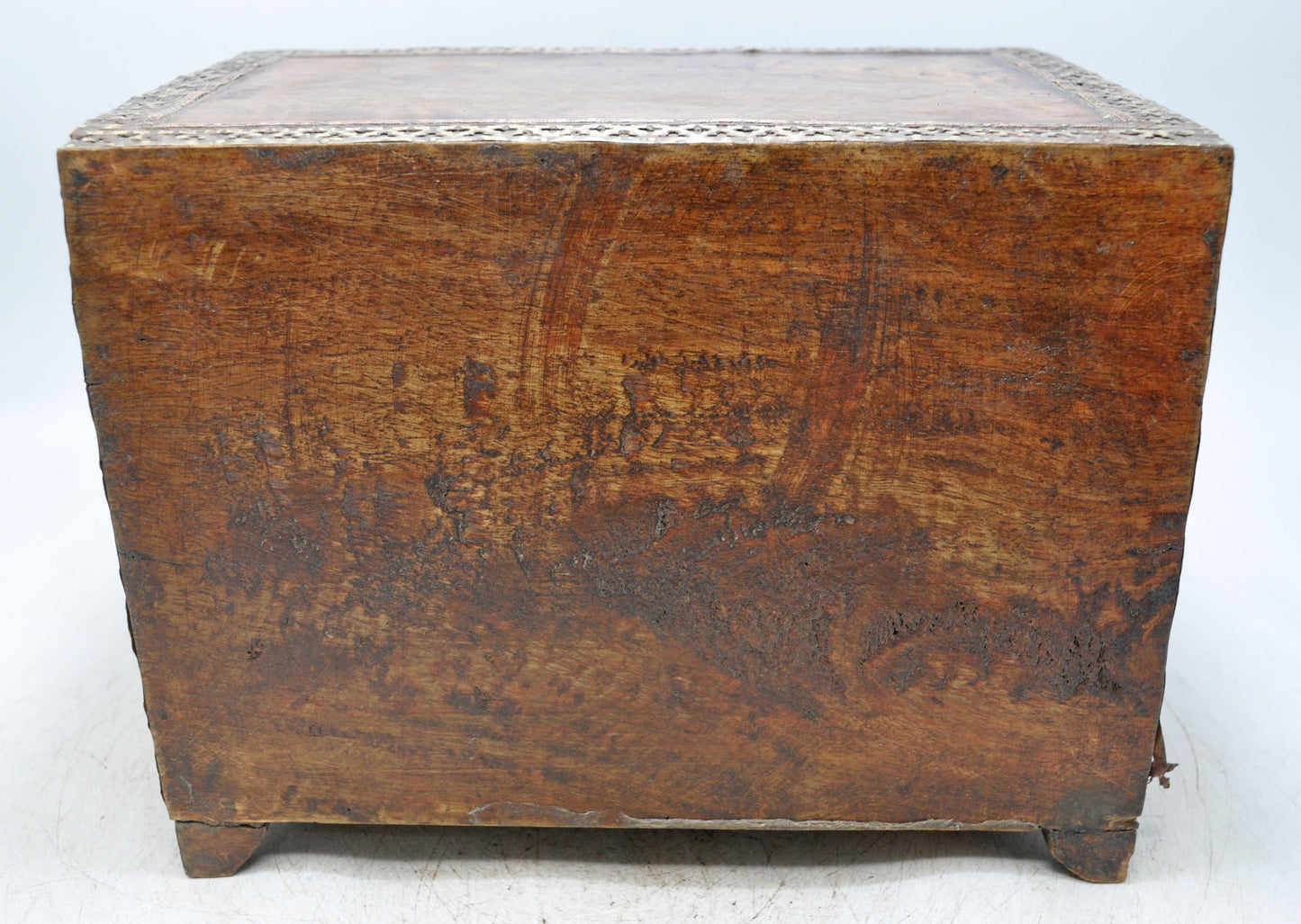 Vintage Wooden Miniature Cabinet Storage Box Original Old Hand Crafted Brass Fitted