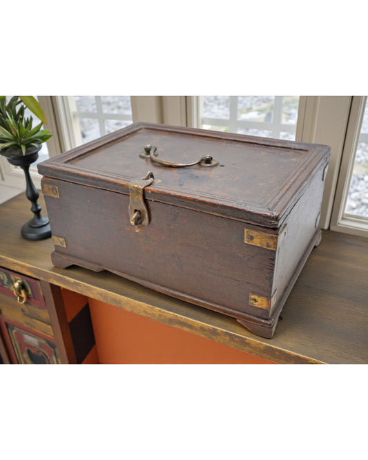 Antique Wooden Storage Chest Box Original Old Hand Crafted