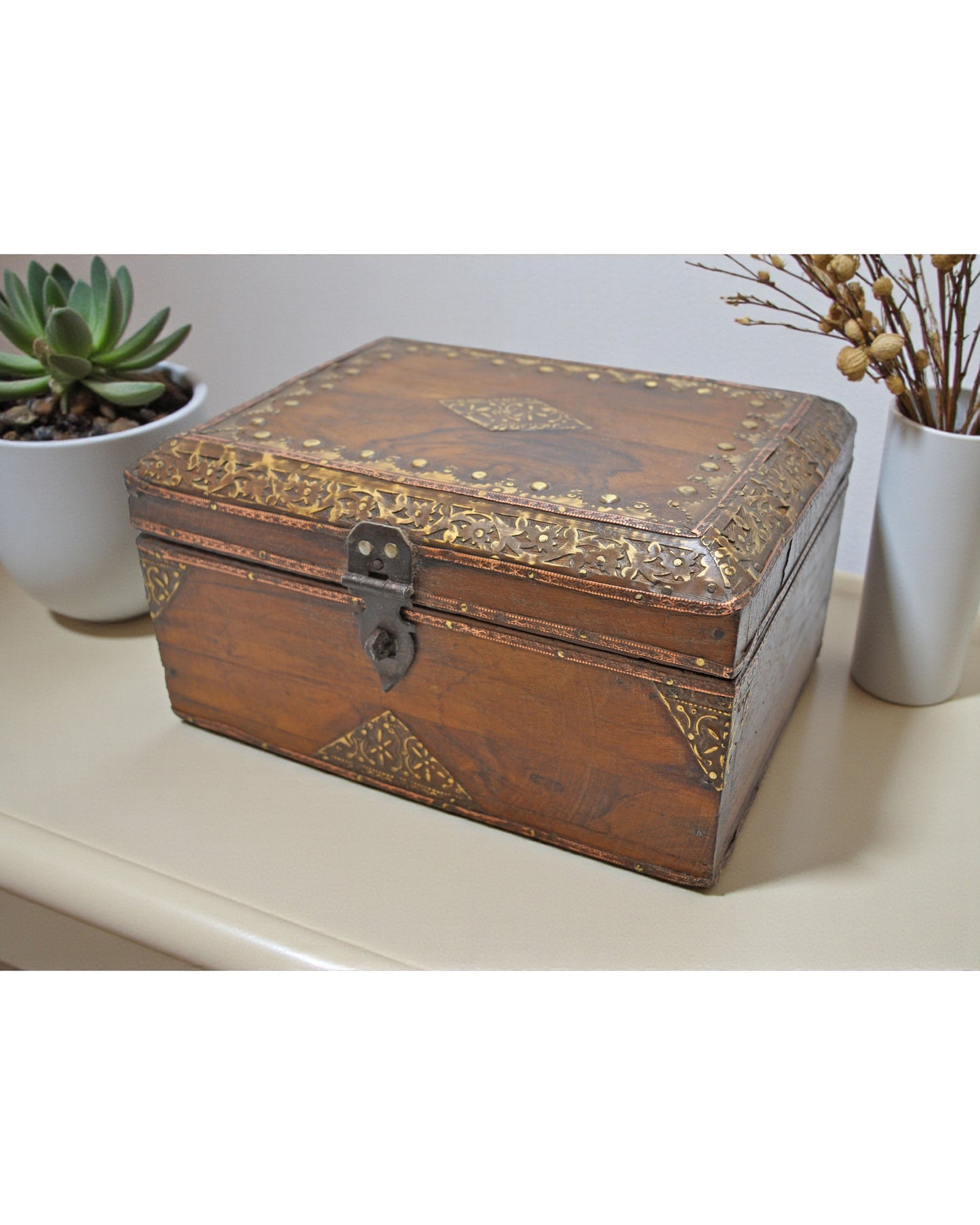Antique Wooden Storage Chest Box Original Old Hand Crafted