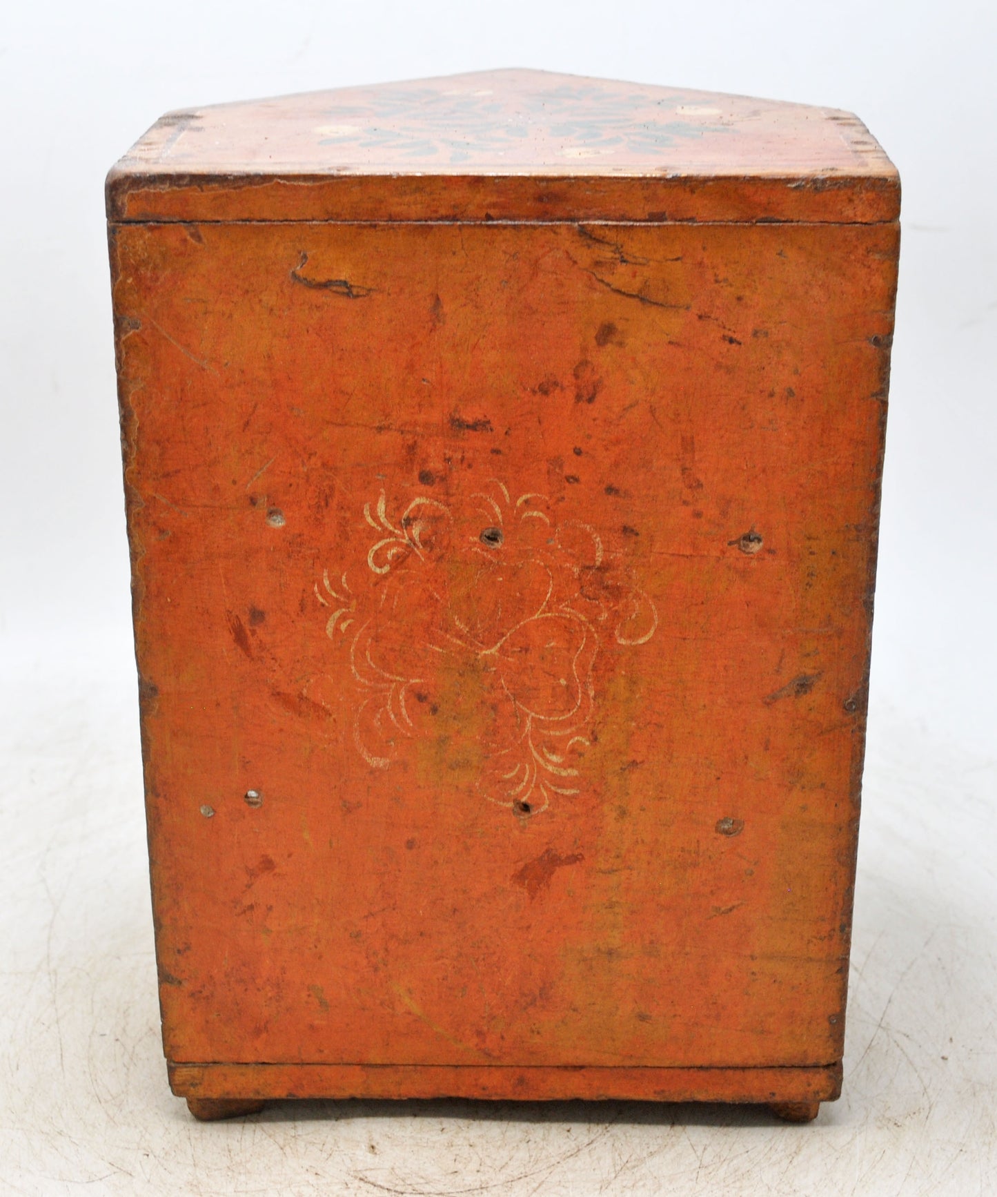 Antique Wooden Unusual Shape Storage Box Original Old Fine Hand Painted
