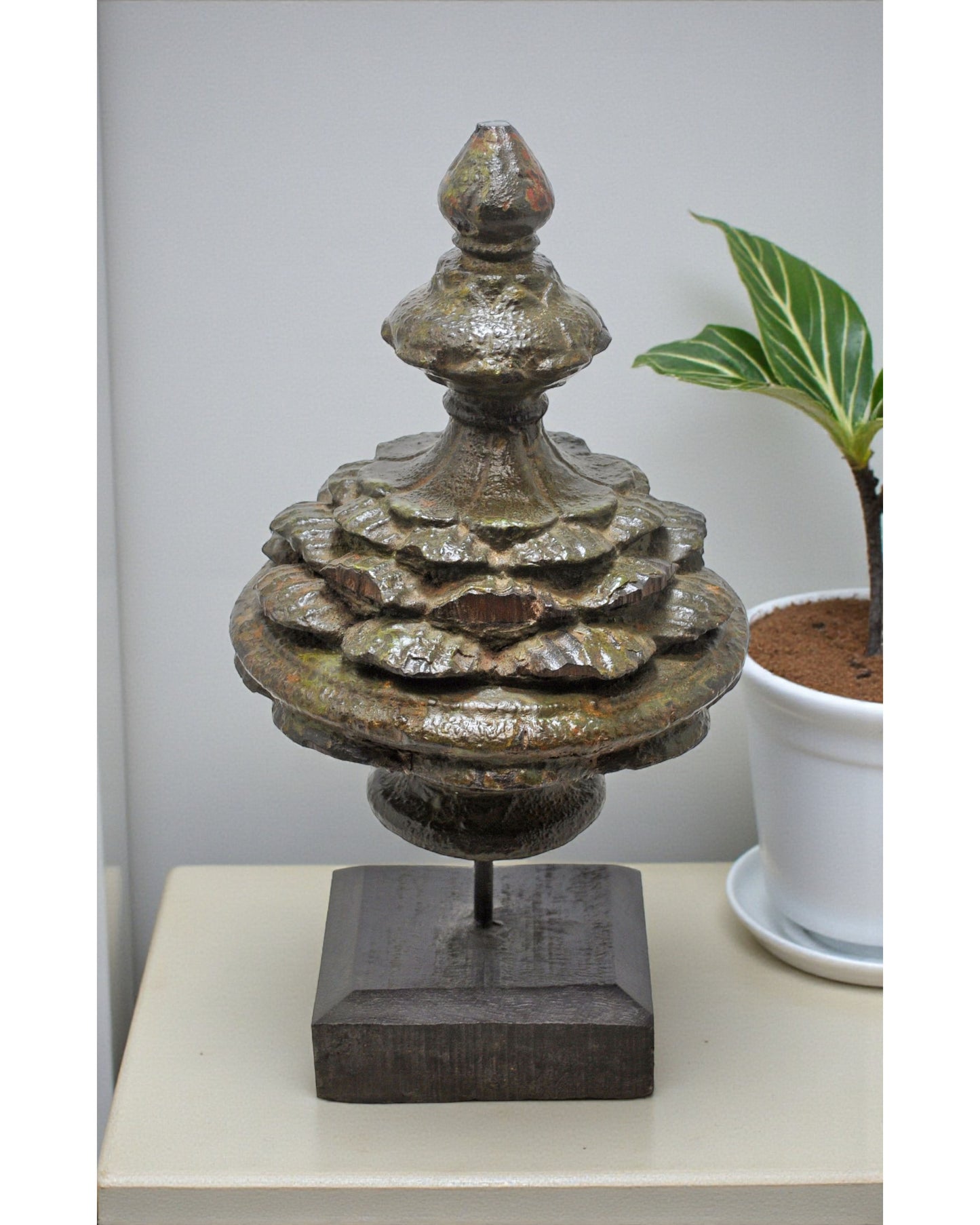 Antique Wooden Flower Carving Block Original Old Very Fine Hand Carved
