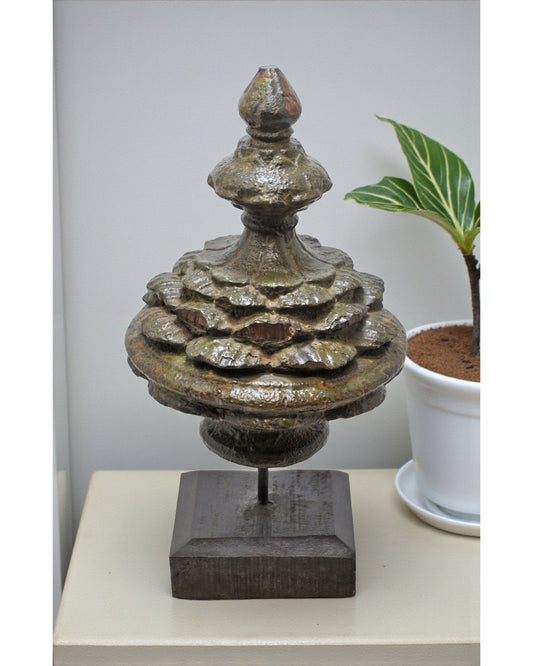 Antique Wooden Flower Carving Block Original Old Very Fine Hand Carved