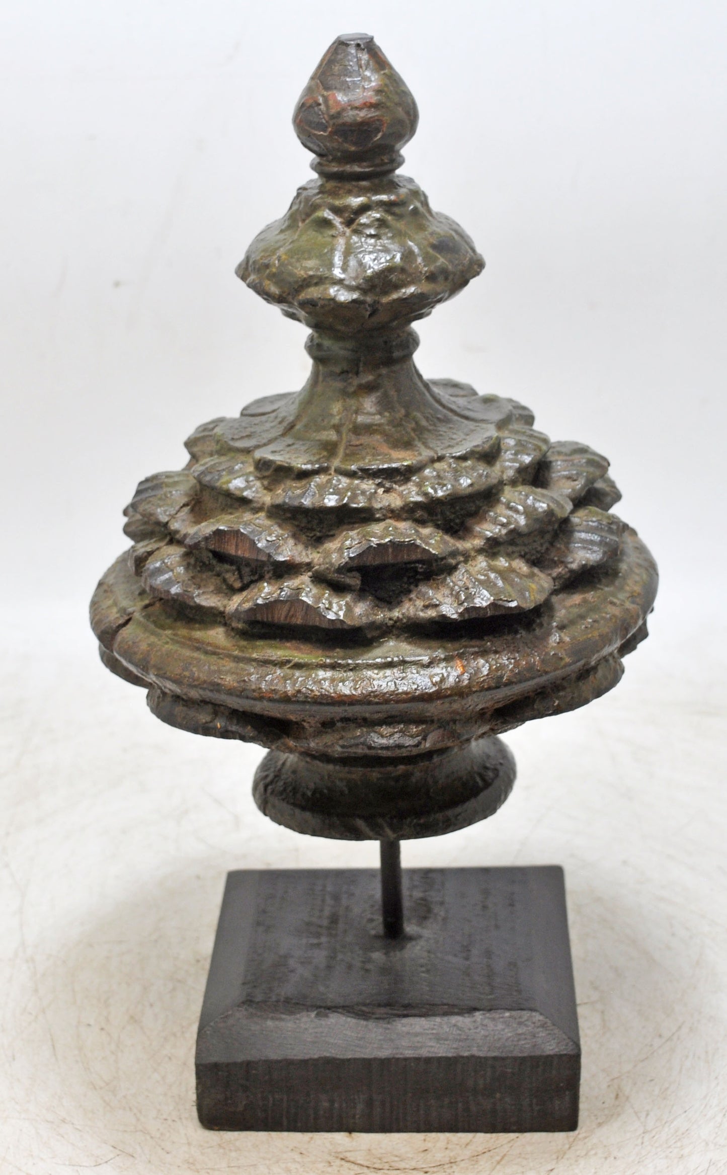 Antique Wooden Flower Carving Block Original Old Very Fine Hand Carved