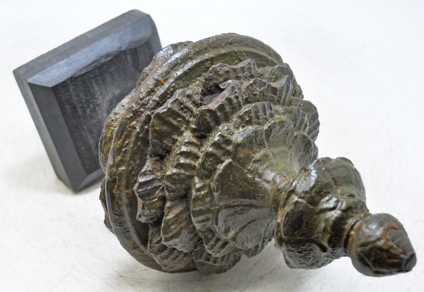 Antique Wooden Flower Carving Block Original Old Very Fine Hand Carved