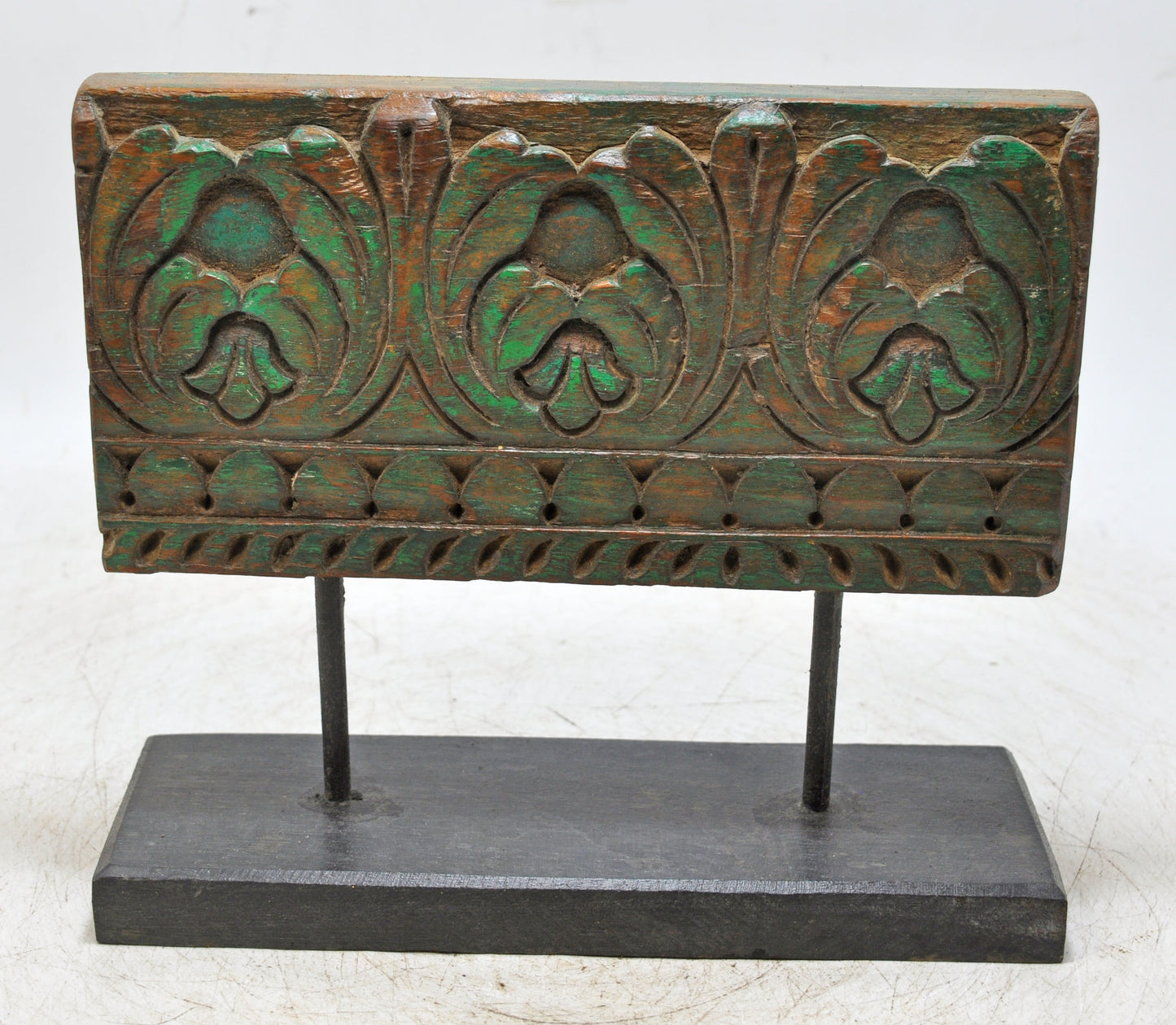 Antique Wooden Floral Carving Panel Plaque Original Old Hand Carved