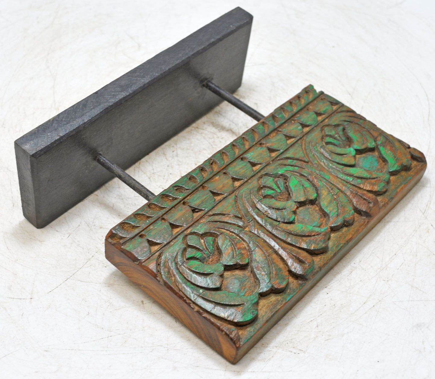Antique Wooden Floral Carving Panel Plaque Original Old Hand Carved