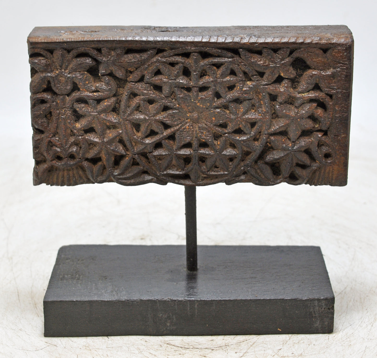 Antique Wooden Floral Carving Panel Plaque Original Old Hand Carved