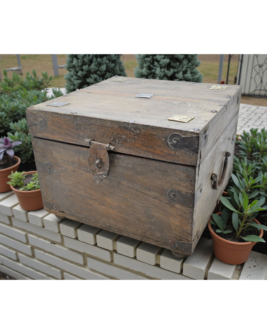 Vintage Wooden Square Storage Chest Box Original Old Hand Crafted