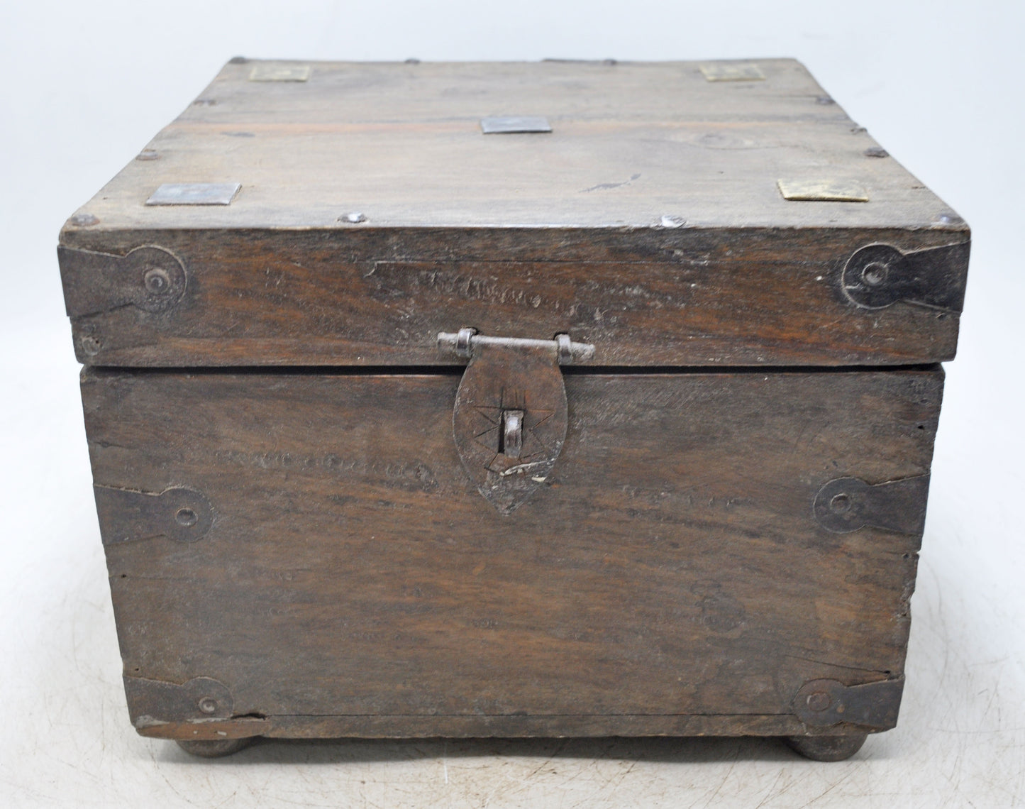 Vintage Wooden Square Storage Chest Box Original Old Hand Crafted