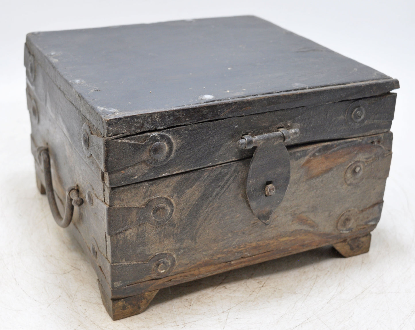 Vintage Wooden Square Storage Chest Box Original Old Hand Crafted