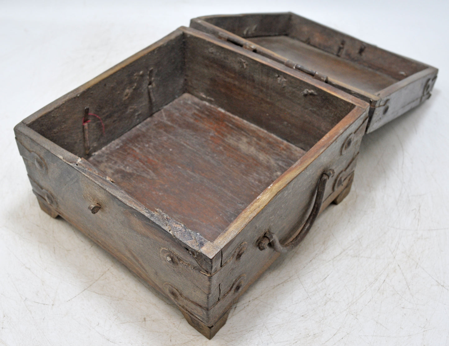 Vintage Wooden Square Storage Chest Box Original Old Hand Crafted