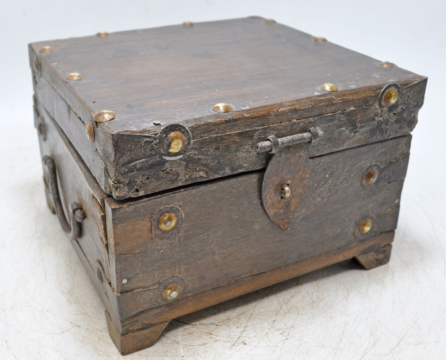 Vintage Wooden Square Storage Chest Box Original Old Hand Crafted