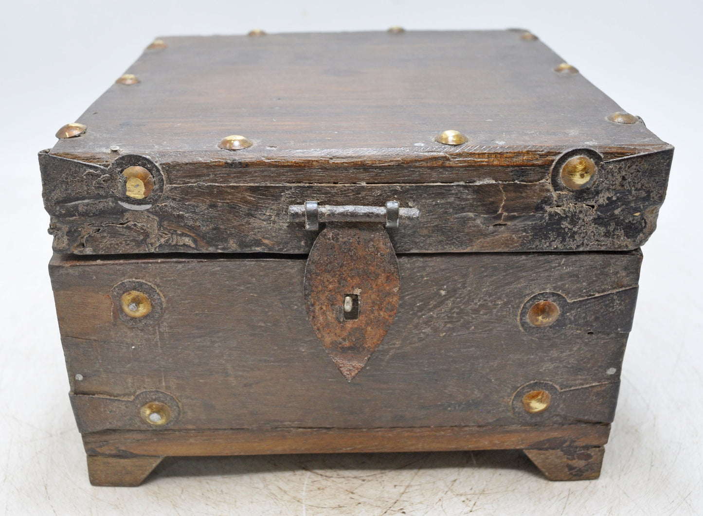 Vintage Wooden Square Storage Chest Box Original Old Hand Crafted