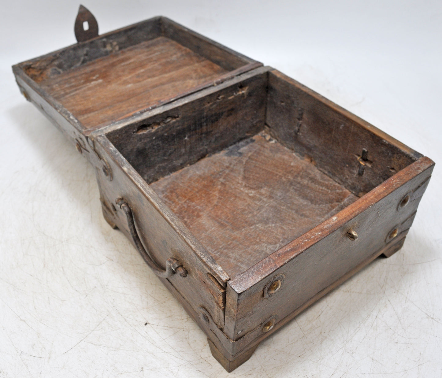 Vintage Wooden Square Storage Chest Box Original Old Hand Crafted