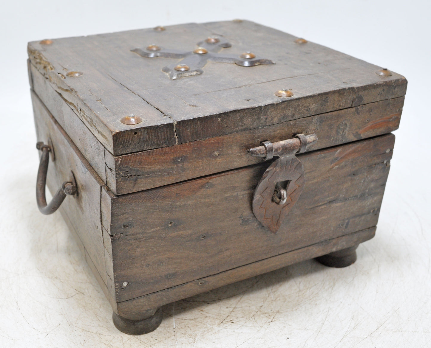 Vintage Wooden Square Storage Chest Box Original Old Hand Crafted