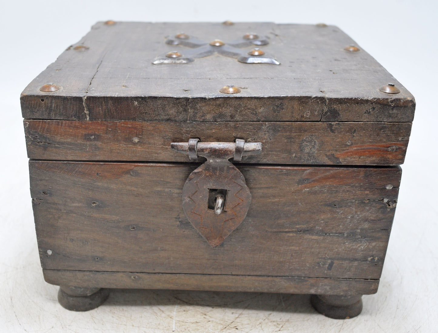 Vintage Wooden Square Storage Chest Box Original Old Hand Crafted
