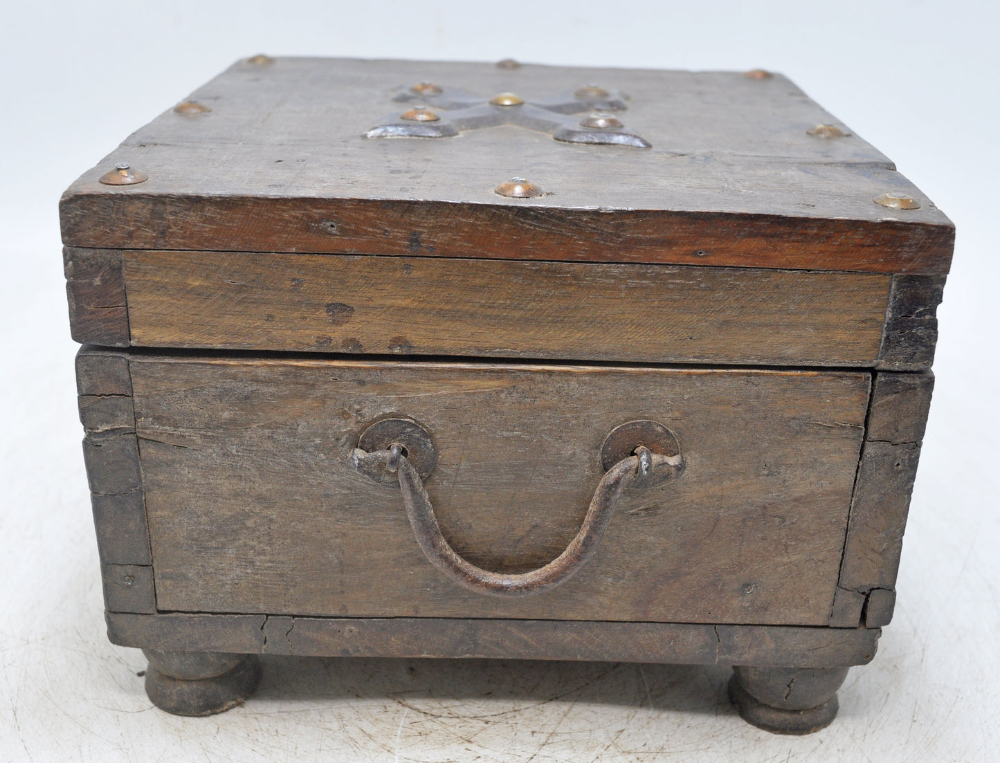 Vintage Wooden Square Storage Chest Box Original Old Hand Crafted