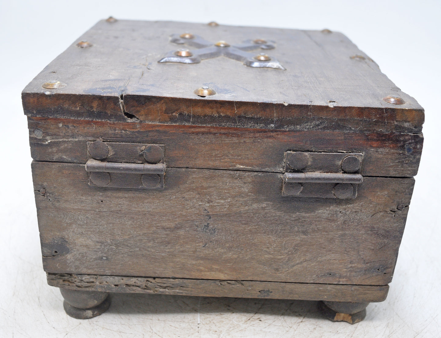 Vintage Wooden Square Storage Chest Box Original Old Hand Crafted