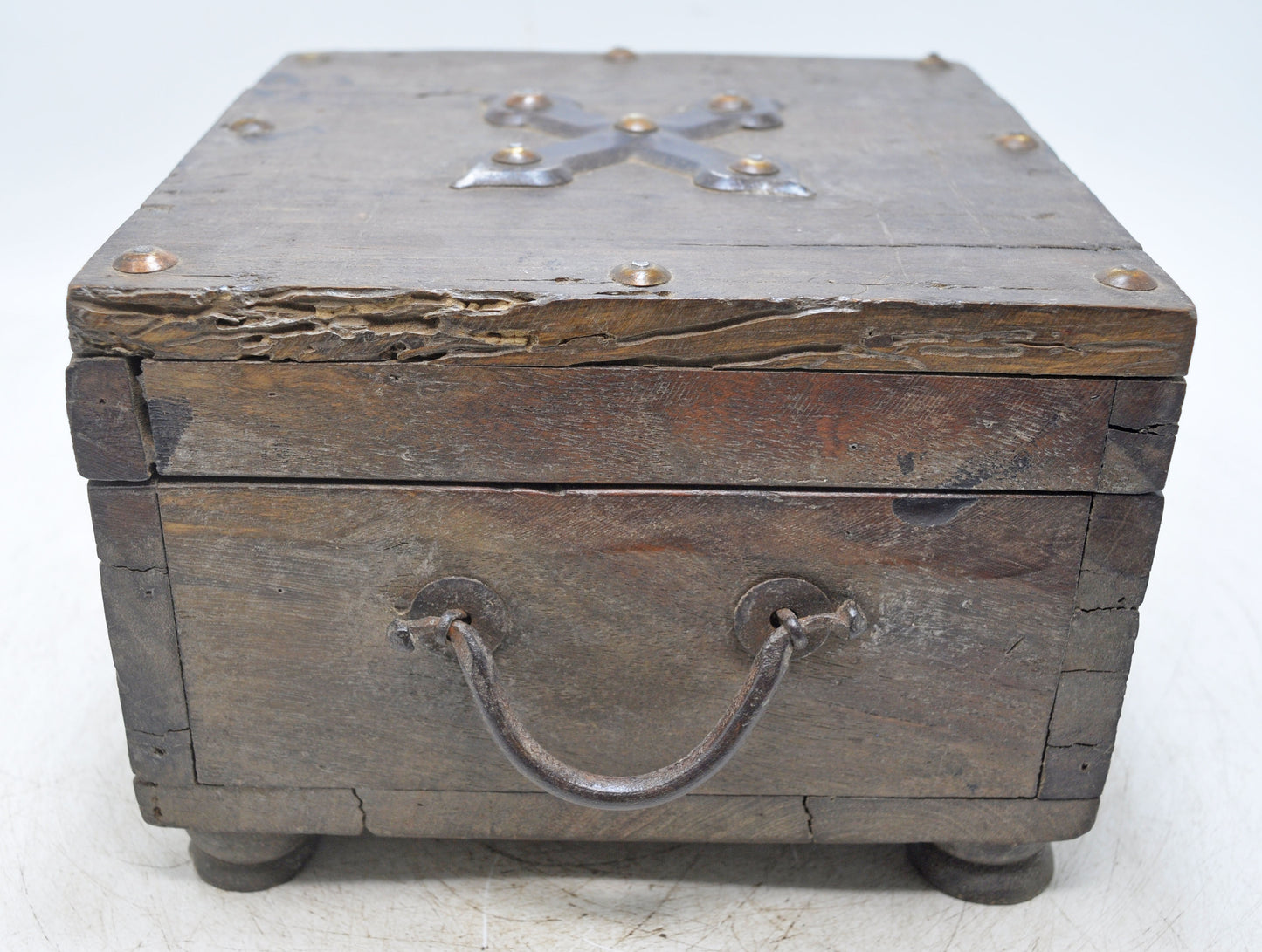 Vintage Wooden Square Storage Chest Box Original Old Hand Crafted