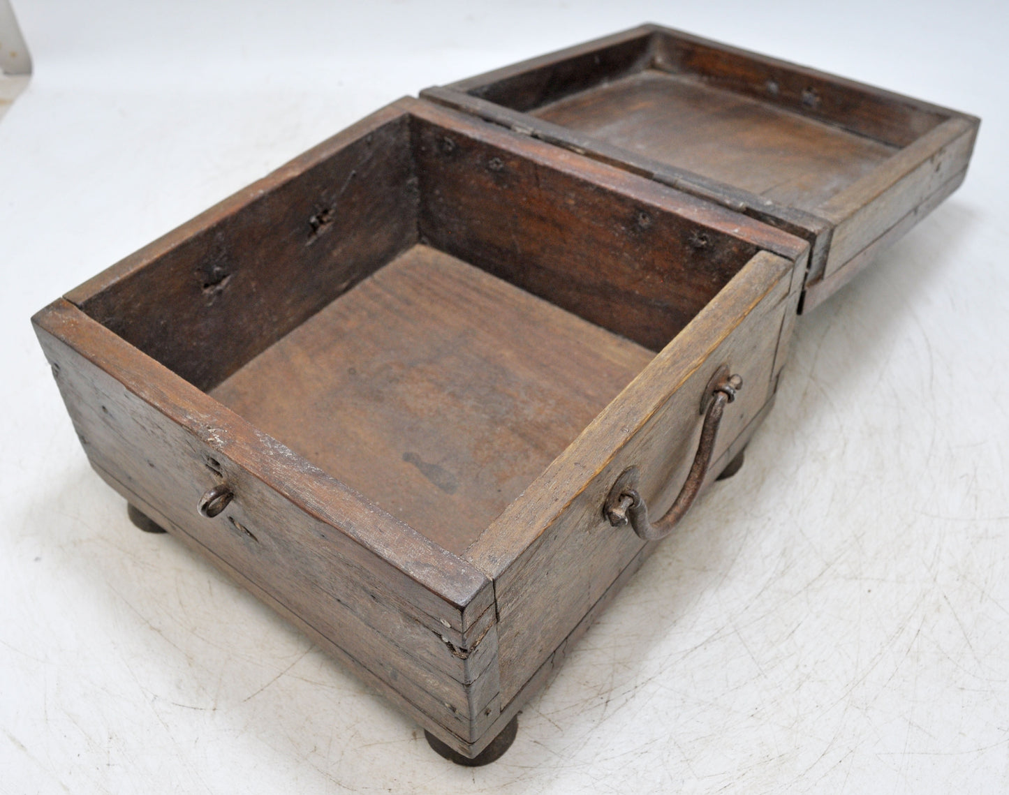 Vintage Wooden Square Storage Chest Box Original Old Hand Crafted