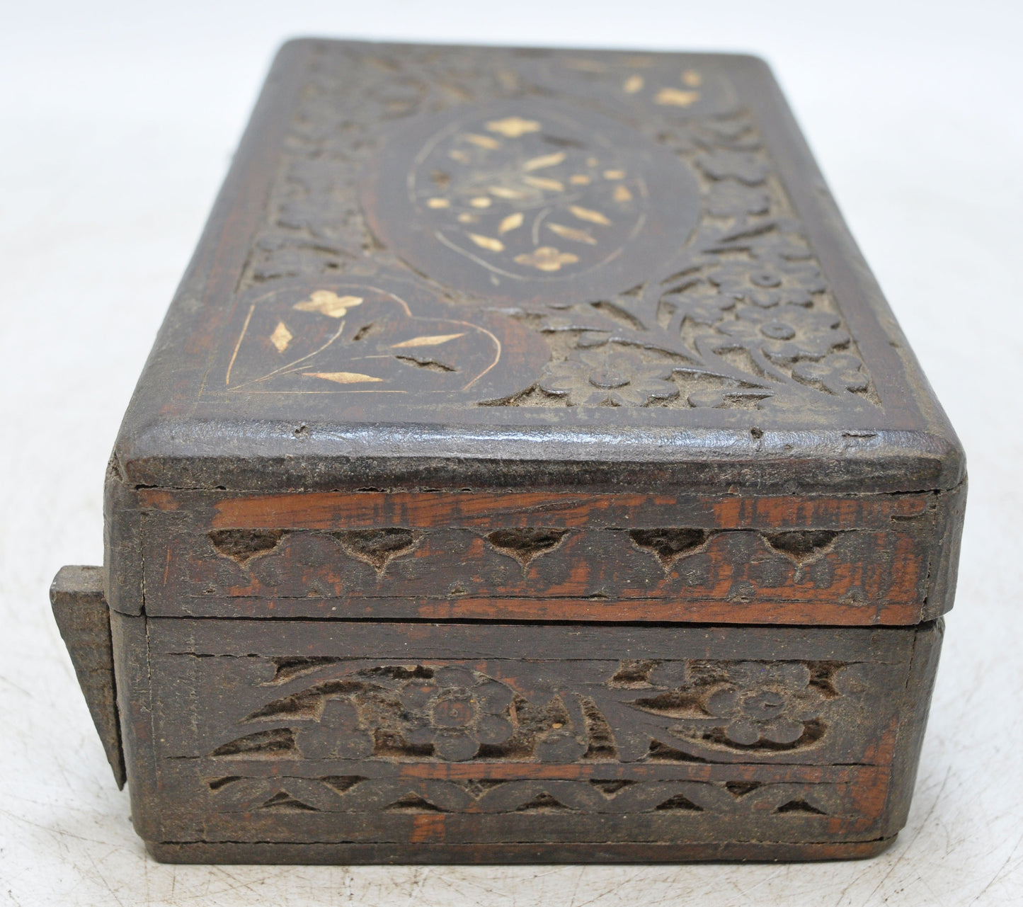 Antique Wooden Jewelery Vanity Box Original Old Fine Hand Carved