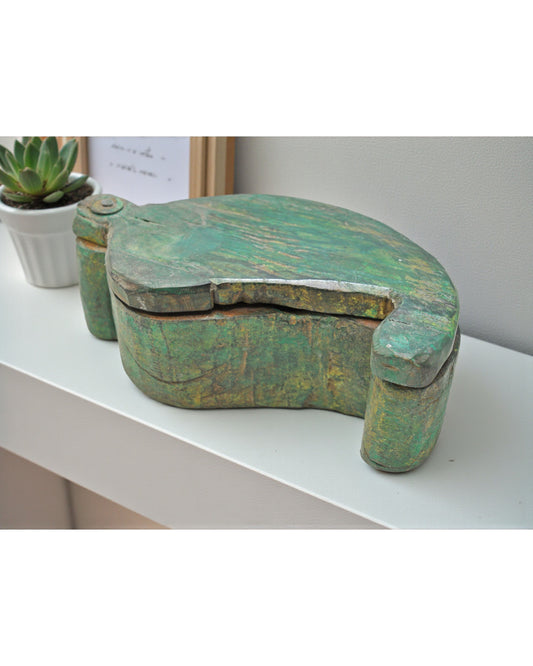 Antique Wooden Kitchenware Spice Box Original Old Hand Carved Rustic Painted