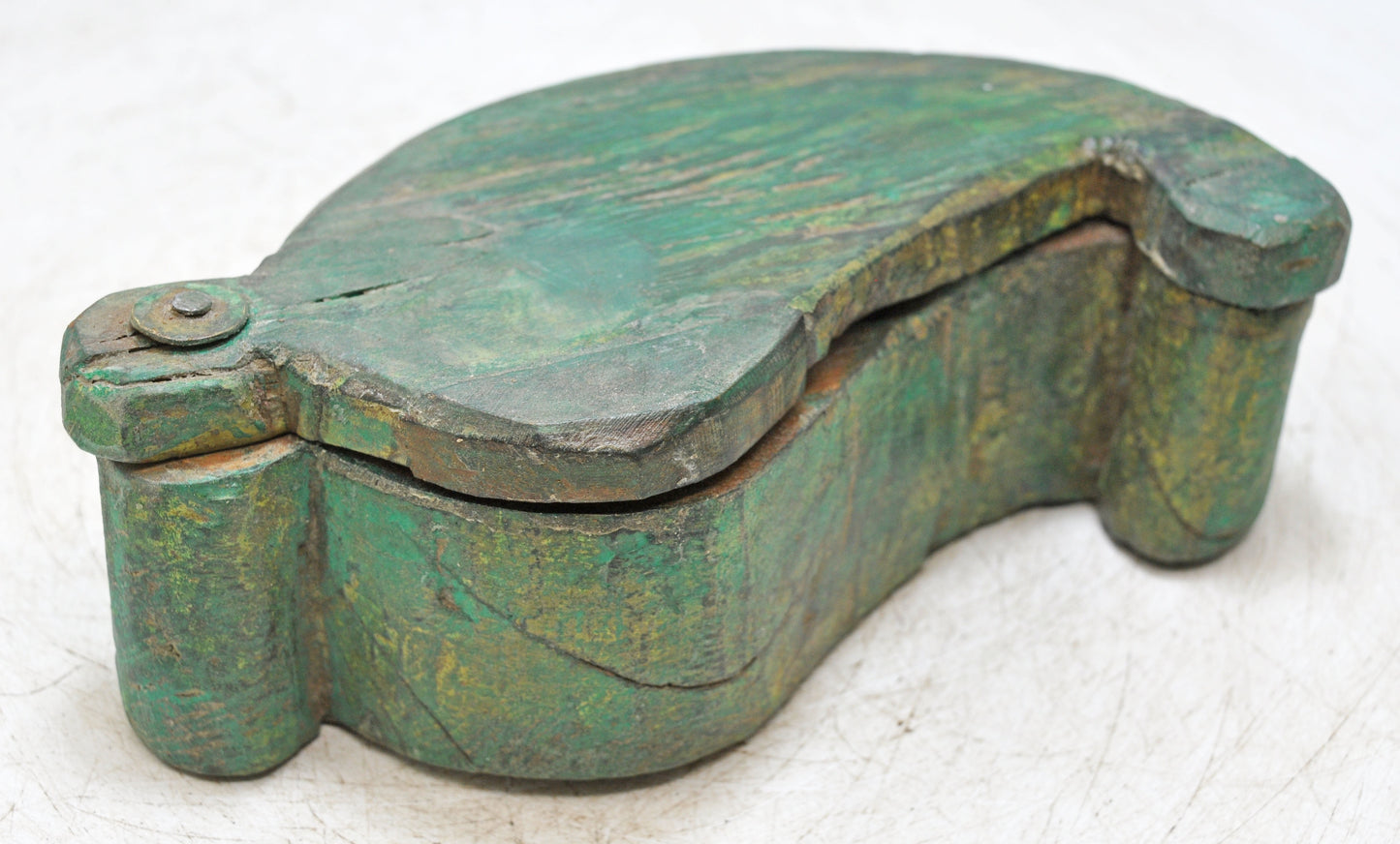 Antique Wooden Kitchenware Spice Box Original Old Hand Carved Rustic Painted