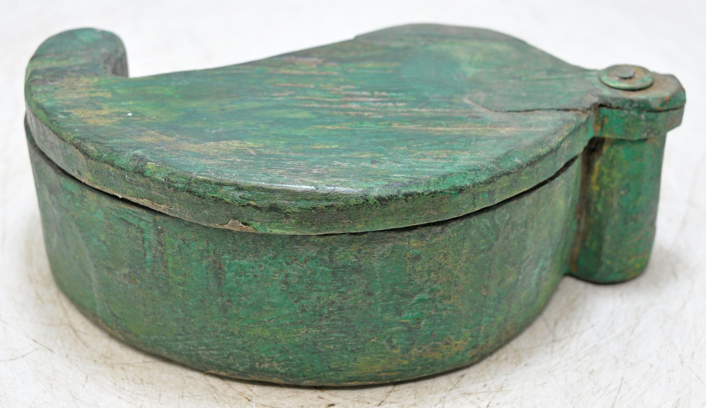 Antique Wooden Kitchenware Spice Box Original Old Hand Carved Rustic Painted