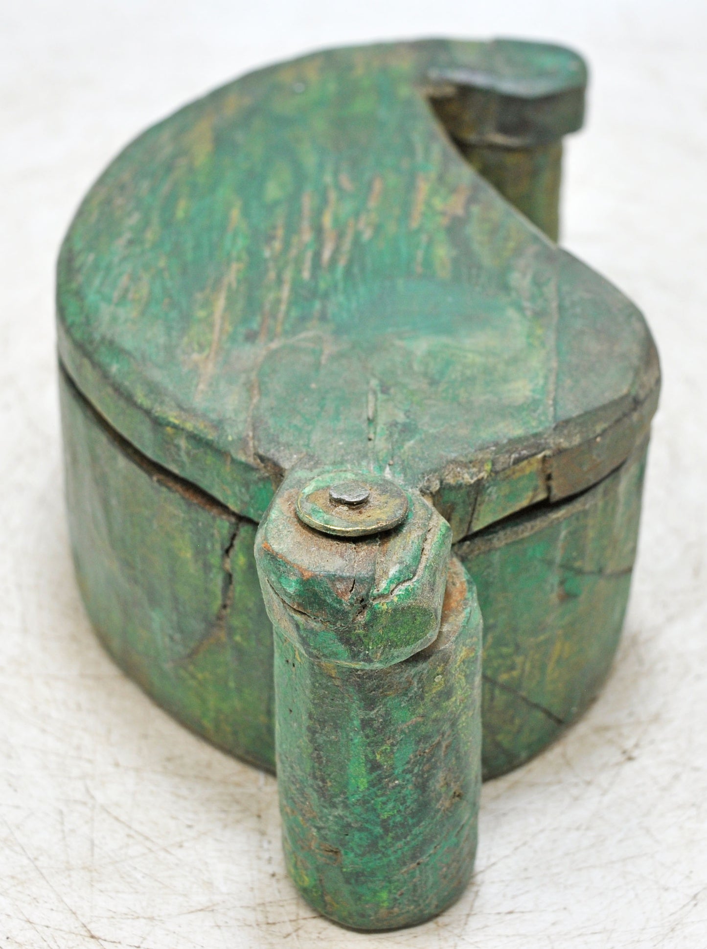 Antique Wooden Kitchenware Spice Box Original Old Hand Carved Rustic Painted