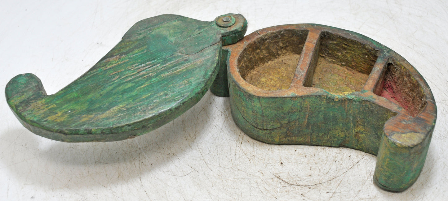 Antique Wooden Kitchenware Spice Box Original Old Hand Carved Rustic Painted