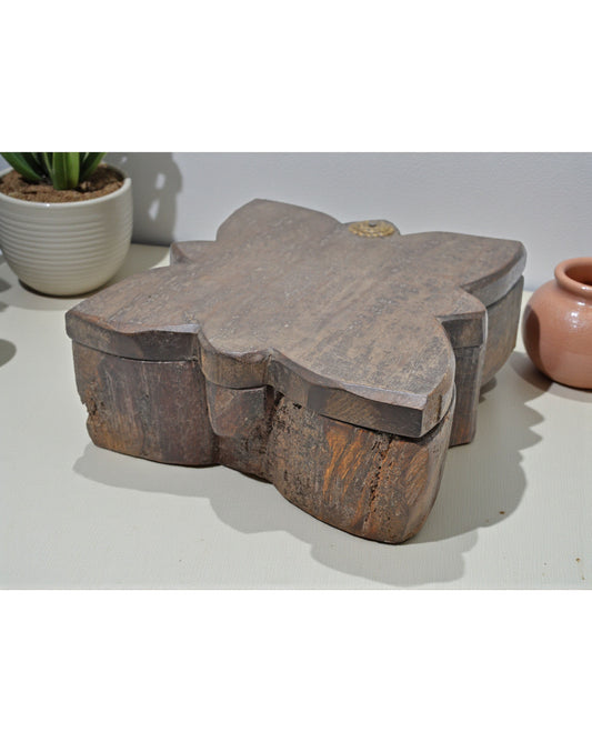 Antique Wooden Kitchenware Spice Box Original Old Hand Carved