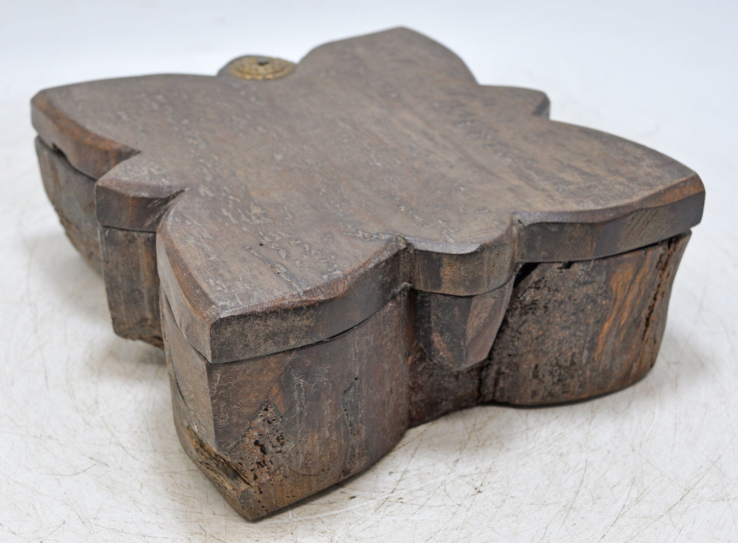 Antique Wooden Kitchenware Spice Box Original Old Hand Carved