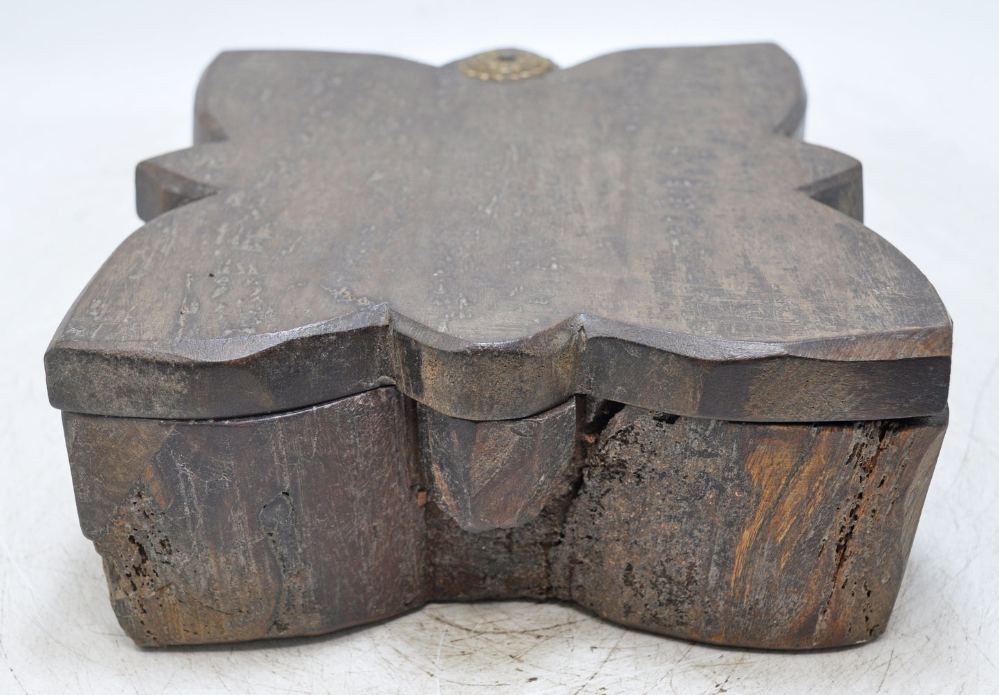 Antique Wooden Kitchenware Spice Box Original Old Hand Carved