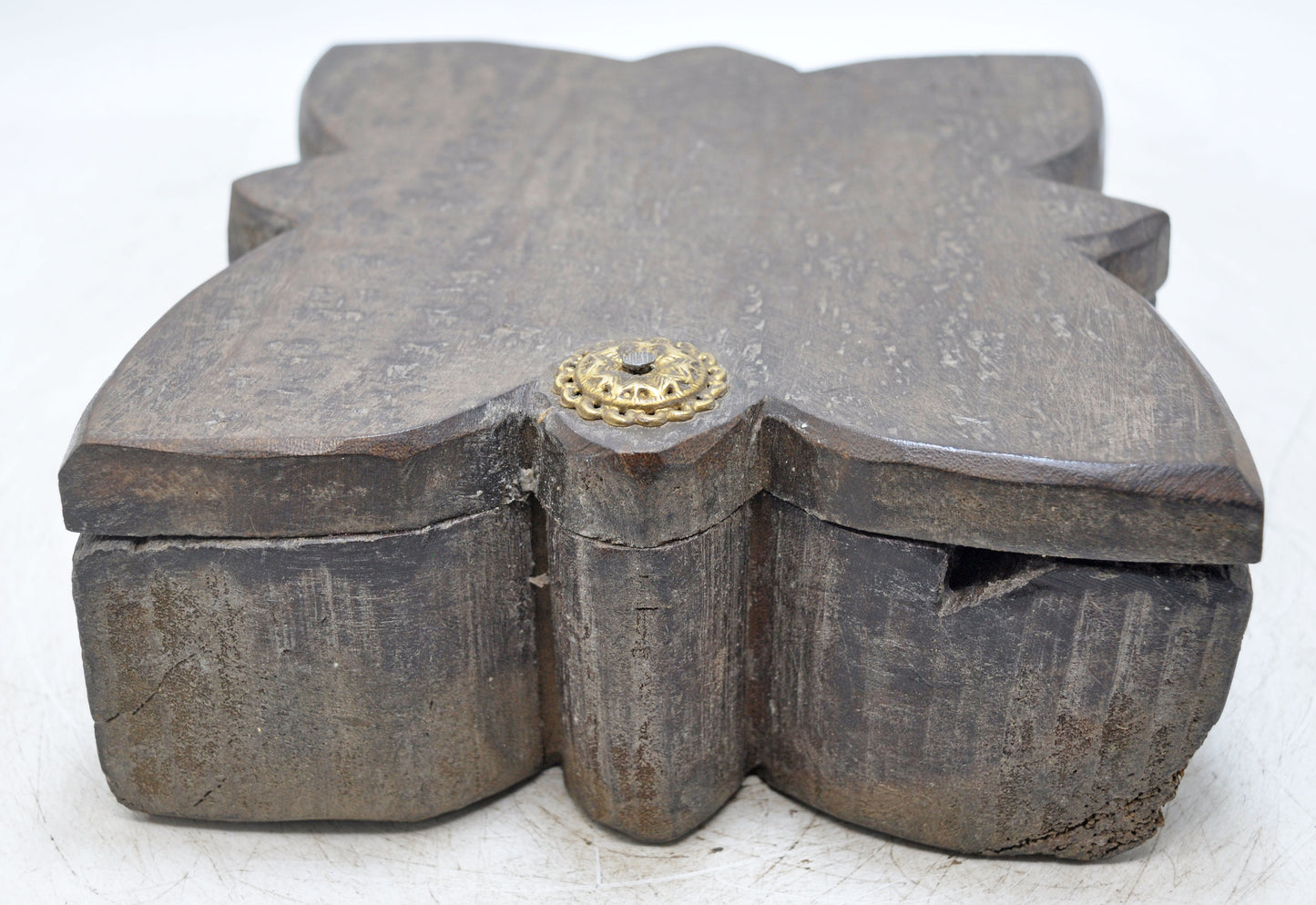 Antique Wooden Kitchenware Spice Box Original Old Hand Carved