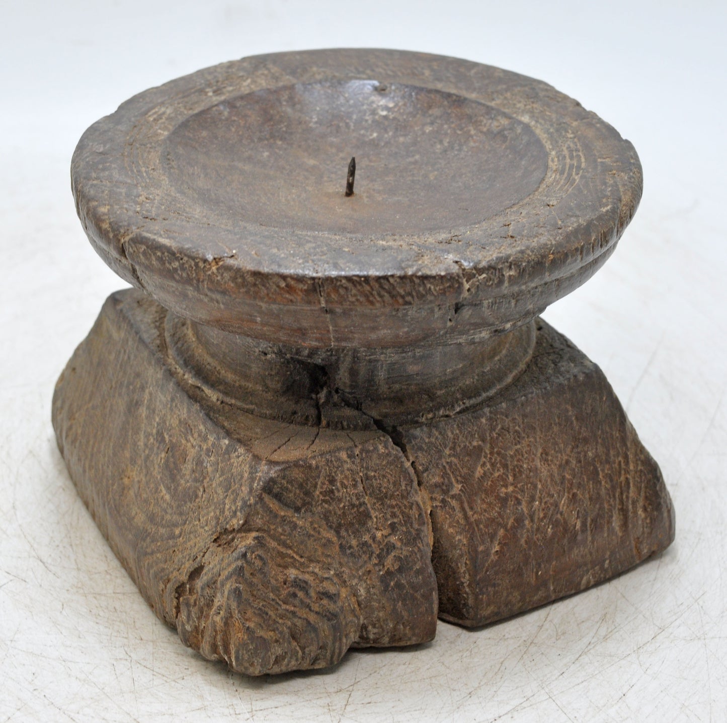 Antique Wooden Seed Holder Bijni Candle Holder Original Old Hand Carved