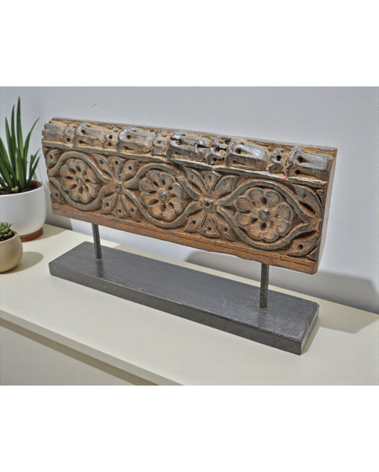 Antique Wooden Floral Carving Panel Plaque Original Old Fine Hand Carved