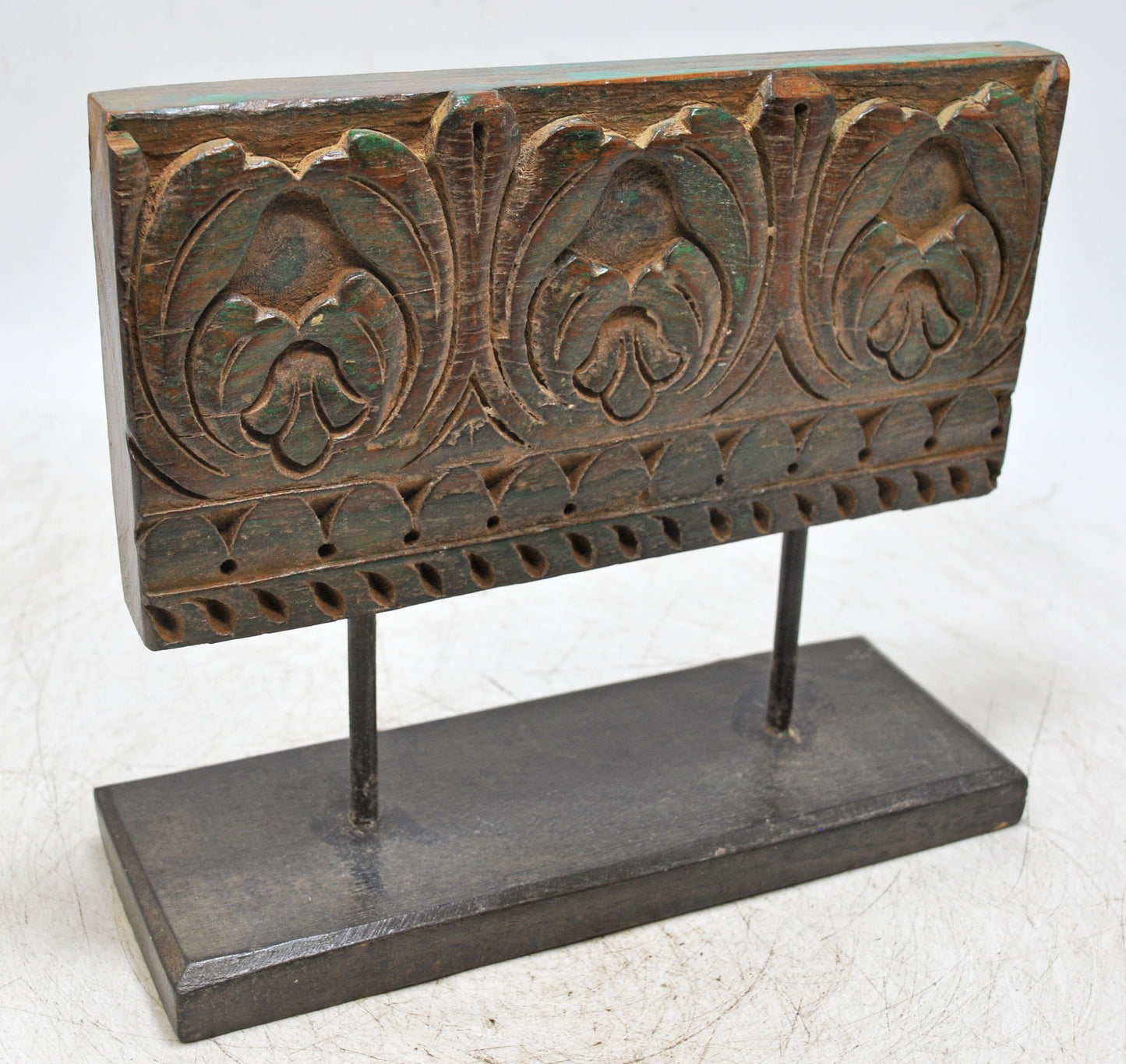 Antique Wooden Floral Carving Panel Plaque Original Old Fine Hand Carved