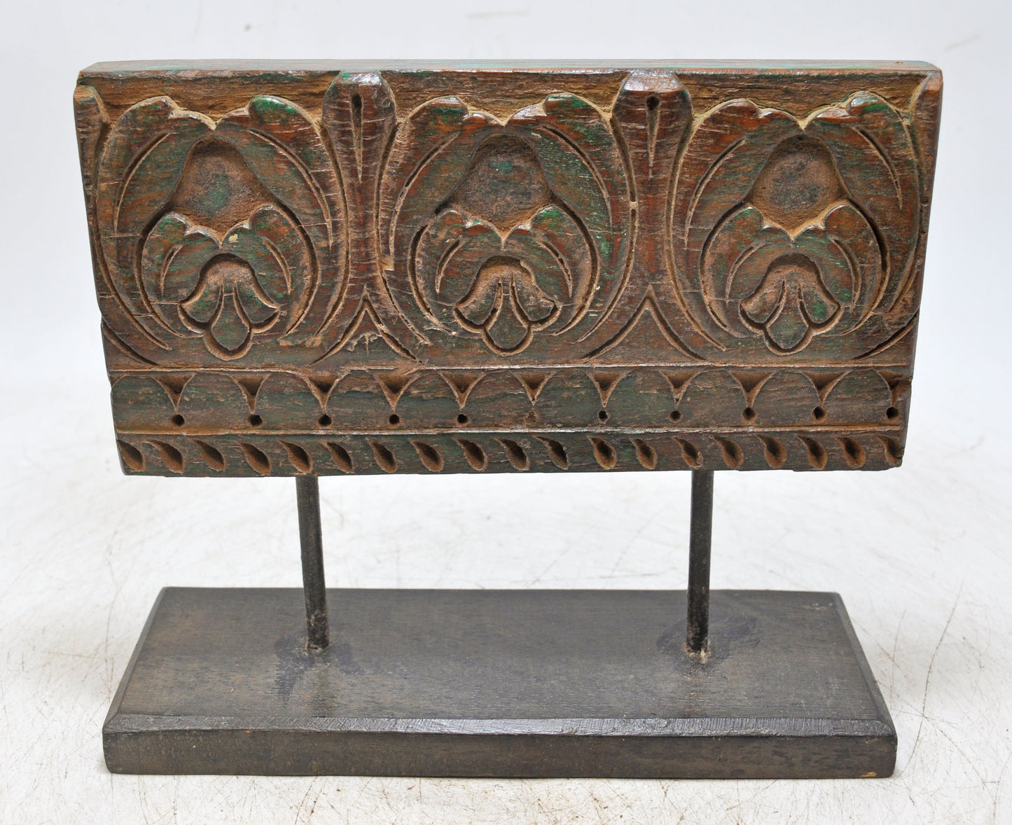 Antique Wooden Floral Carving Panel Plaque Original Old Fine Hand Carved