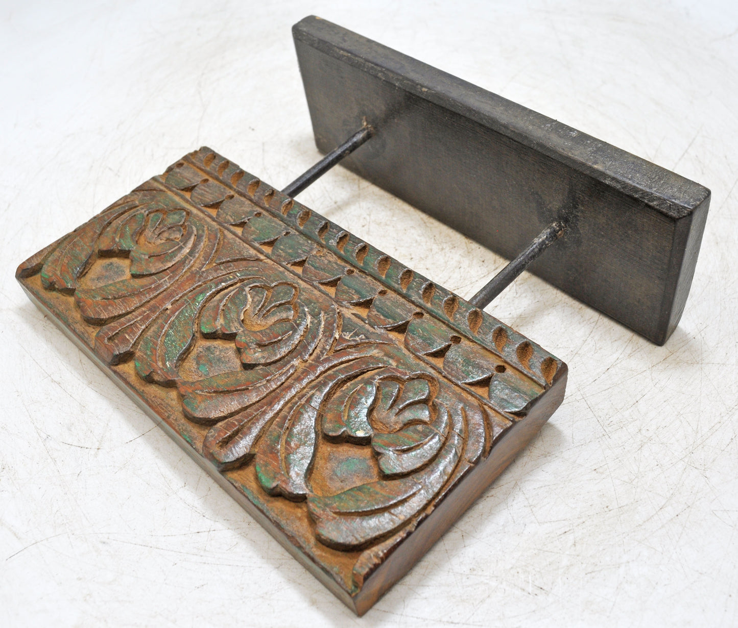 Antique Wooden Floral Carving Panel Plaque Original Old Fine Hand Carved