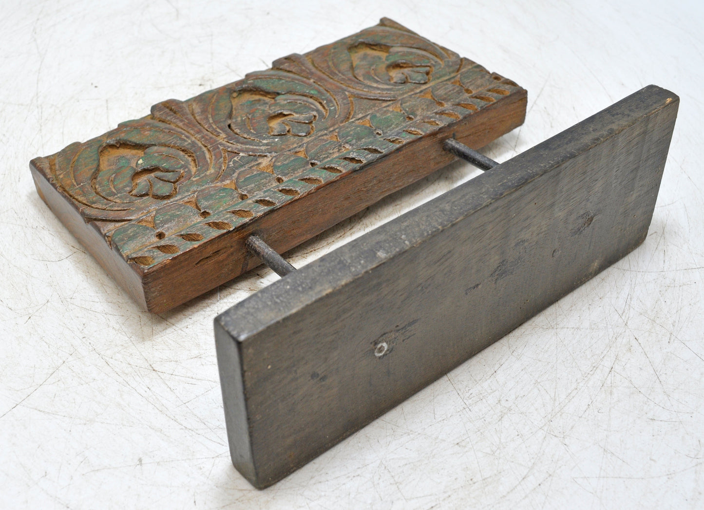 Antique Wooden Floral Carving Panel Plaque Original Old Fine Hand Carved