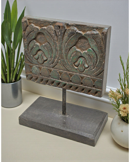 Antique Wooden Floral Carving Panel Plaque Original Old Fine Hand Carved