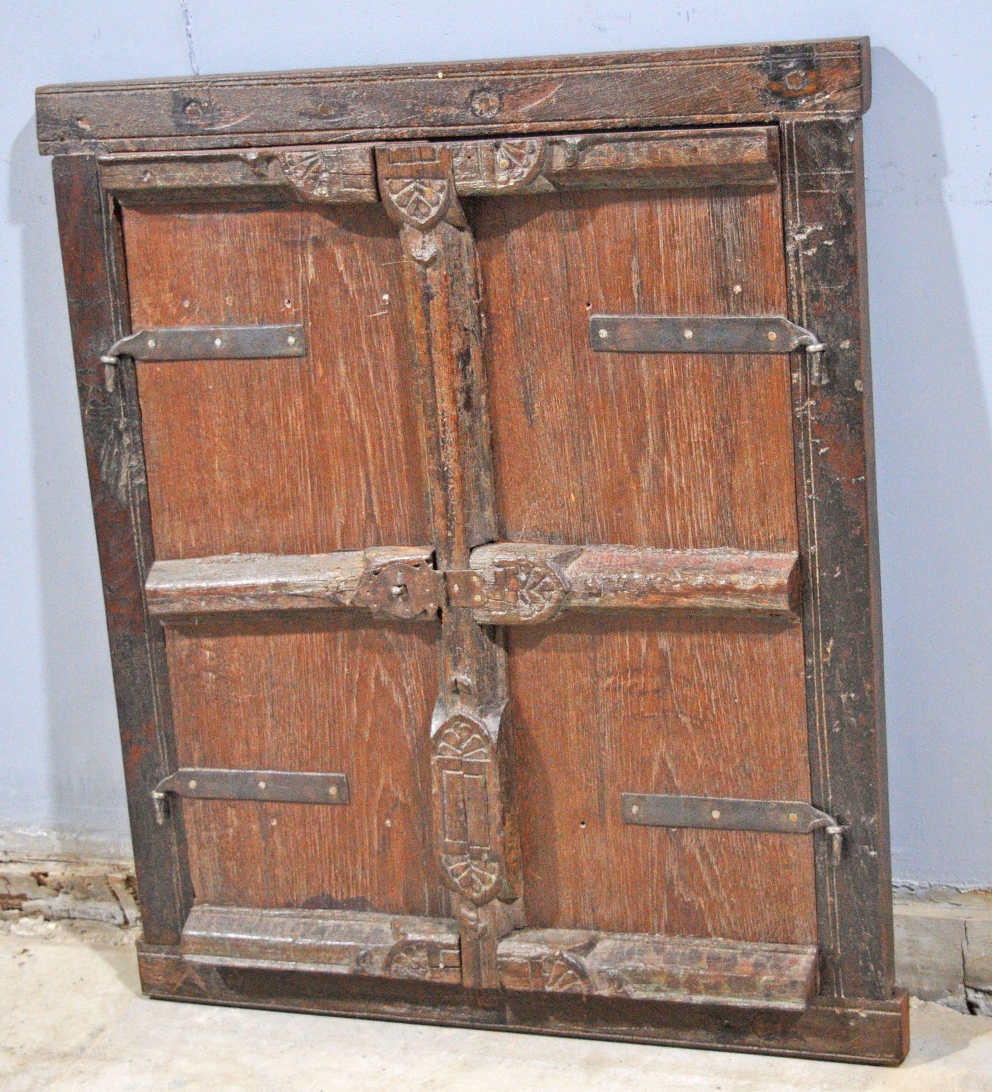 Antique Wooden Wall Decor Window Panel Frame Original Old Hand Crafted