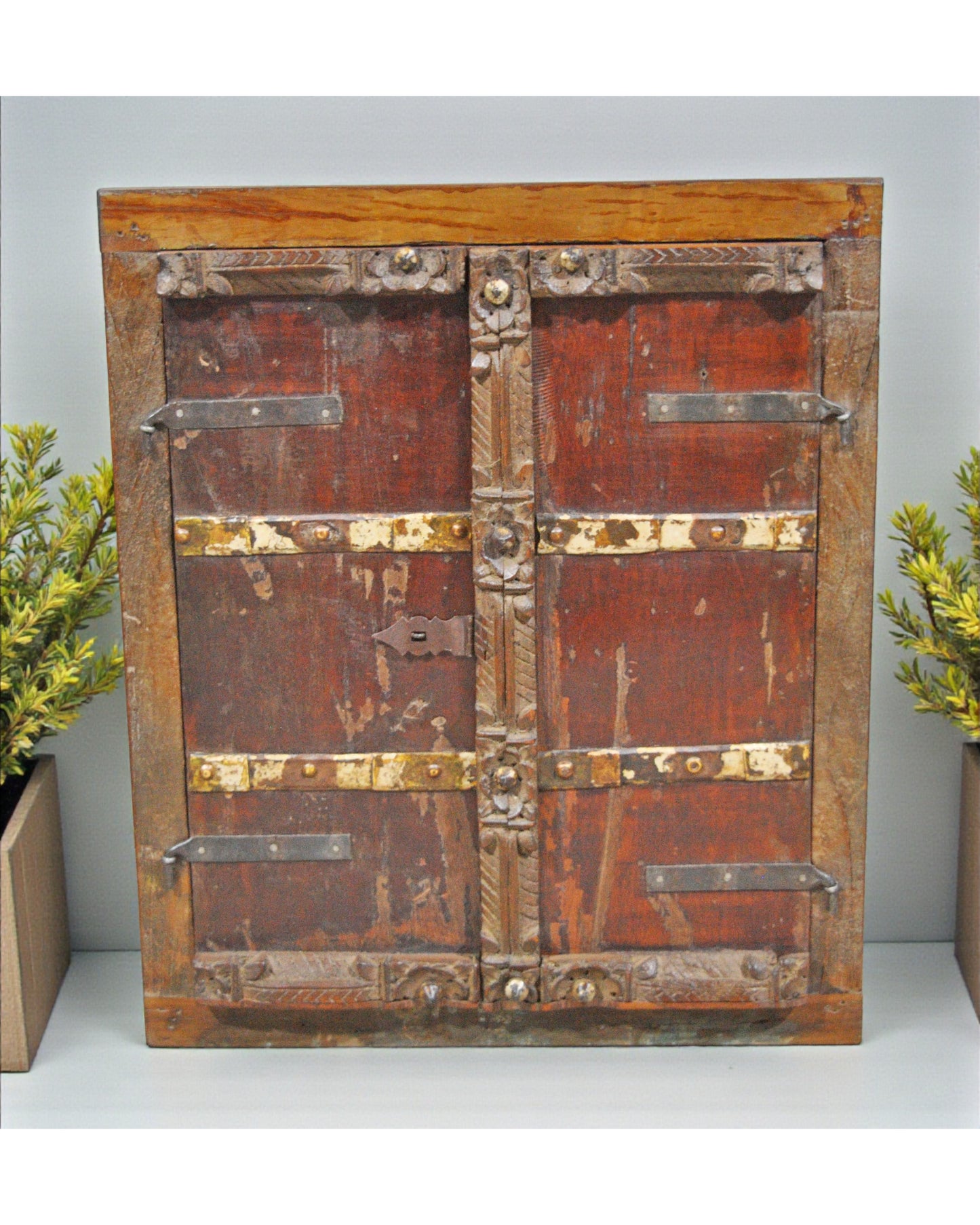 Antique Wooden Wall Decor Window Panel Frame Original Old Hand Crafted